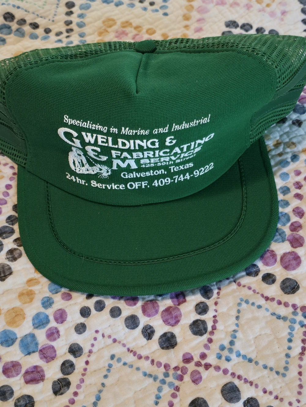 Green Vintage  Mesh Trucker Hat with White Logo